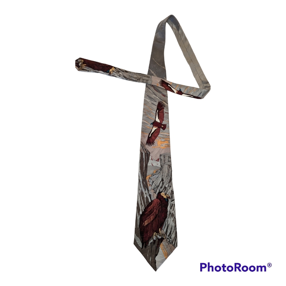 World Wildlife Fund silk California Condor vintage tie